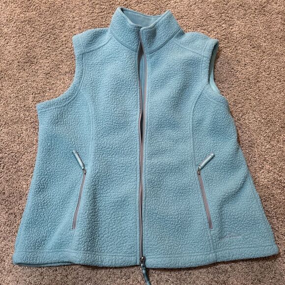 Eddie Bauer Fleece‎ Vest Womens XL Teal Warm Full Zip Outdoors Casual Hiking - Picture 1 of 10